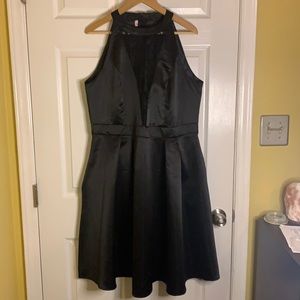 Black satin formal dress